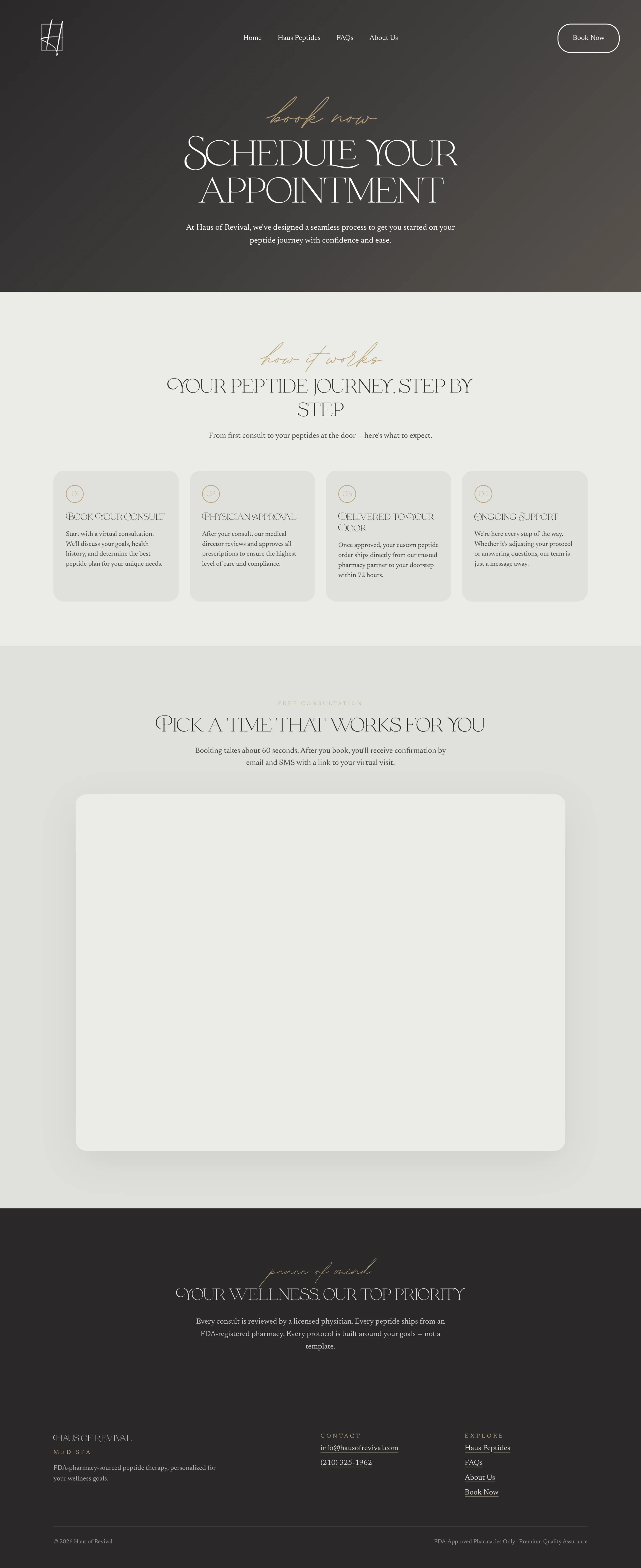 Haus of Revival — appointments page